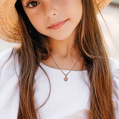 Stella Grace Two Tone Sterling Silver Lab-Created Pink Sapphire Heart Pendant Necklace