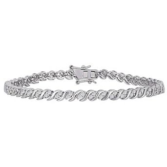 Stella Grace Sterling Silver 1 Carat T.W Diamond S-Shape Tennis Bracelet