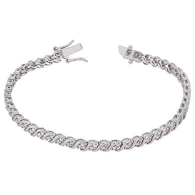 Stella Grace Sterling Silver 1 Carat T.W Diamond S-Shape Tennis Bracelet