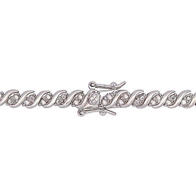 Stella Grace Sterling Silver 1 Carat T.W Diamond S-Shape Tennis Bracelet