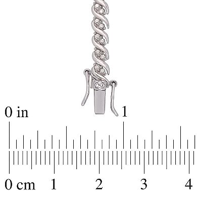 Stella Grace Sterling Silver 1 Carat T.W Diamond S-Shape Tennis Bracelet