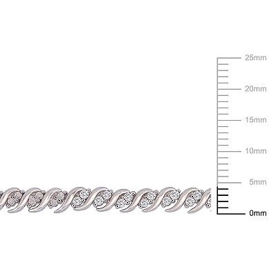 Stella Grace Sterling Silver 1 Carat T.W Diamond S-Shape Tennis Bracelet