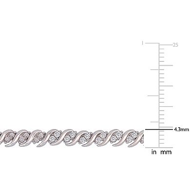 Stella Grace Sterling Silver 1 Carat T.W Diamond S-Shape Tennis Bracelet