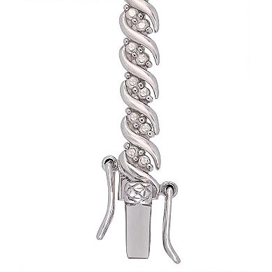 Stella Grace Sterling Silver 1 Carat T.W Diamond S-Shape Tennis Bracelet