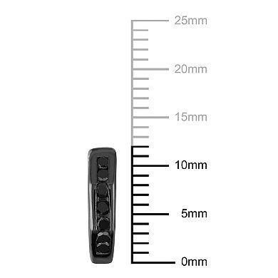 Stella Grace Sterling Silver 1/4 Carat T.W. Black Diamond Hinged Hoop Earrings