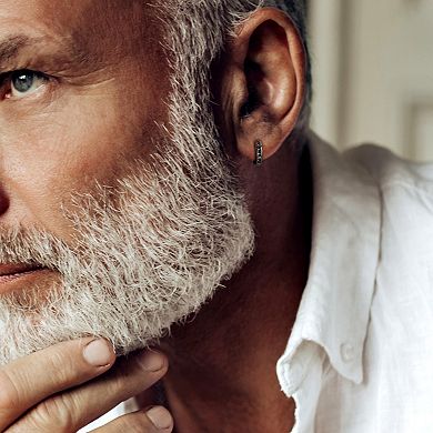 Stella Grace Sterling Silver 1/4 Carat T.W. Black Diamond Hinged Hoop Earrings