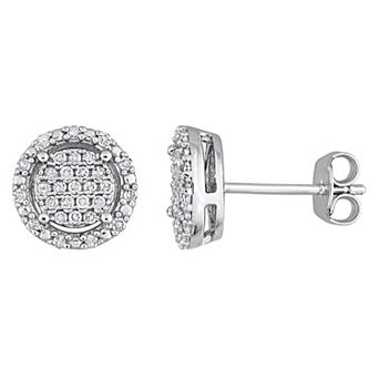 Stella Grace Sterling Silver 1/3 Carat T.W. Diamond Cluster Halo Earrings