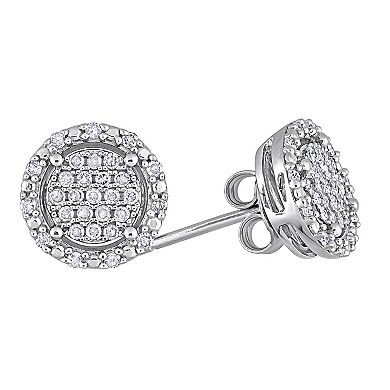 Stella Grace Sterling Silver 1/3 Carat T.W. Diamond Cluster Halo Earrings