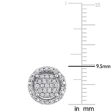 Stella Grace Sterling Silver 1/3 Carat T.W. Diamond Cluster Halo Earrings