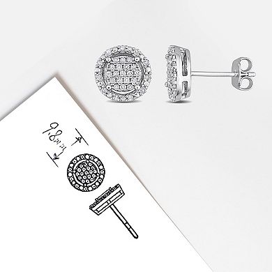 Stella Grace Sterling Silver 1/3 Carat T.W. Diamond Cluster Halo Earrings