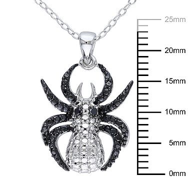Stella Grace Sterling Silver Black Diamond Accent Spider Pendant Necklace
