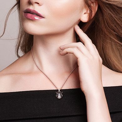 Stella Grace Sterling Silver Black Diamond Accent Spider Pendant Necklace
