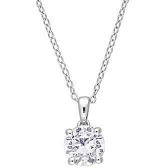 Stella Grace Sterling Silver Lab-Created White Sapphire Solitaire Pendant Necklace