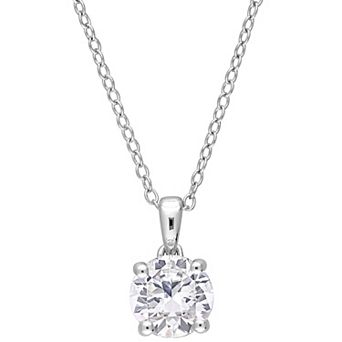 Stella Grace Sterling Silver Lab-Created White Sapphire Solitaire Pendant Necklace