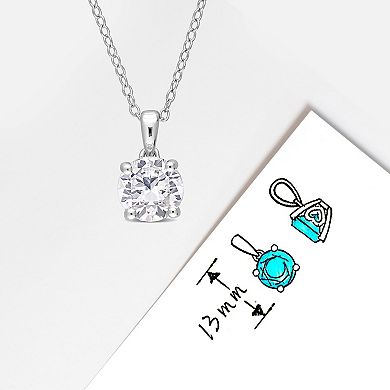 Stella Grace Sterling Silver Lab-Created White Sapphire Solitaire Pendant Necklace