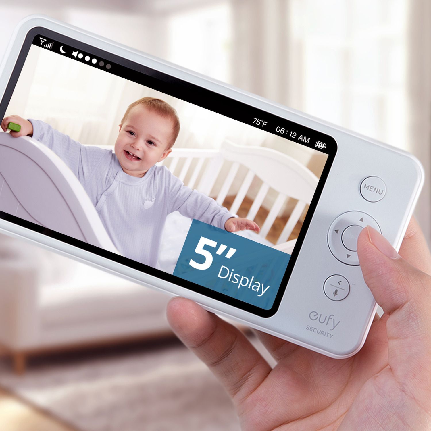 Supporto Letto Per Baby Monitor Eufy SpaceView, Mobilefox 700130-W, Bianco, Inclinabile 15°, Made In Germany
