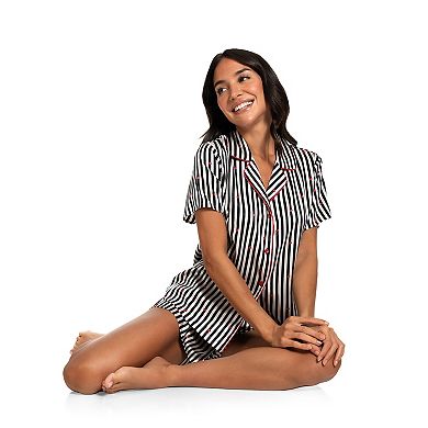 Women's Lilac+London 2-Piece Striped Short Sleeve Pajama Top & Pajama ...