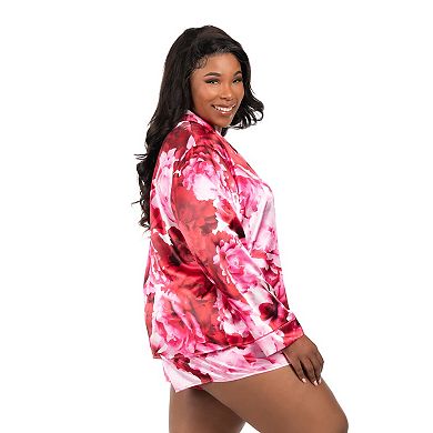 Plus Size Lilac+London 2-Piece Pajama Top & Pajama Shorts Set