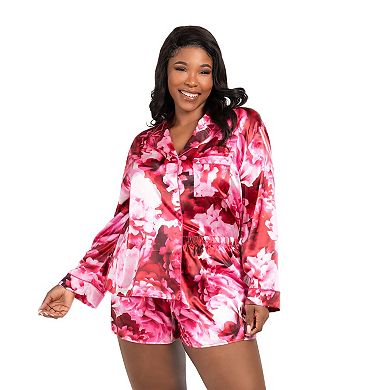 Plus Size Lilac+London 2-Piece Pajama Top & Pajama Shorts Set