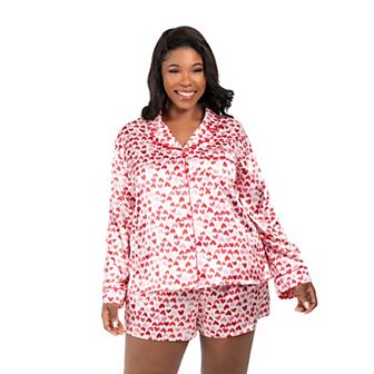 Plus Size Lilac+London 2 pc Long Sleeve Pajama Top & Pajama Shorts Set