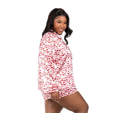Plus Size Lilac+London 2-Piece Pajama Top & Pajama Shorts Set