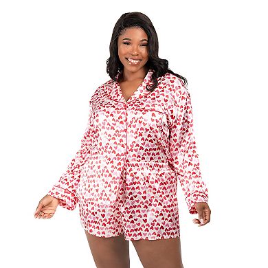 Plus Size Lilac+London 2-Piece Pajama Top & Pajama Shorts Set