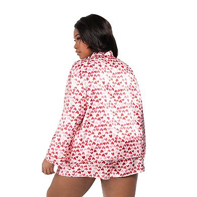 Plus Size Lilac+London 2-Piece Pajama Top & Pajama Shorts Set