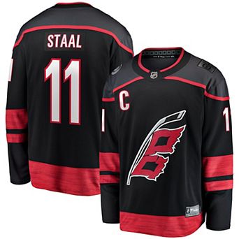 Men's Fanatics Branded Jordan Staal Black Carolina Hurricanes Home Captain Patch Breakaway Player Jersey