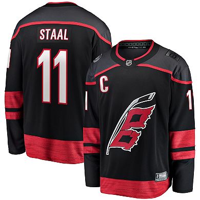 Men's Fanatics Branded Jordan Staal Black Carolina Hurricanes Home Captain Patch Breakaway Player Jersey