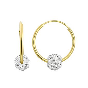 Charming Girl Kids' 14k Gold Crystal Ball Endless Hoop Earrings