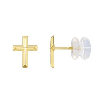 Charming Girl Kids' 14k Gold Cross Stud Earrings