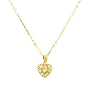 Charming Girl Kids' 10k Gold Small Heart Pendant Necklace