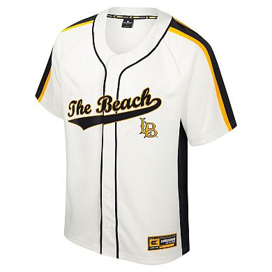 Men's Colosseum Cream Cal State Long Beach The Beach Ruth Button-Up Baseball Jersey