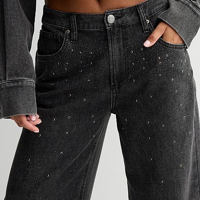 Juniors' Vanilla Star Rhinestone Jeans