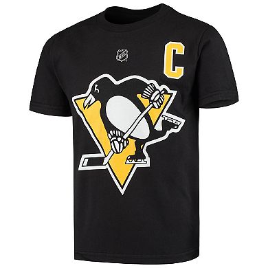 Youth Sidney Crosby Black Pittsburgh Penguins Player Name & Number T-Shirt