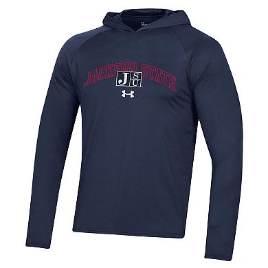 Men's Under Armour Navy Jackson State Tigers 2023 Sideline Tech Hooded Raglan Long Sleeve T-Shirt