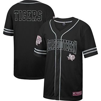 Men's Colosseum Black Texas Southern Tigers Free Spirited Mesh Button-Up Baseball Jersey