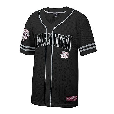 Men's Colosseum Black Texas Southern Tigers Free Spirited Mesh Button-Up Baseball Jersey