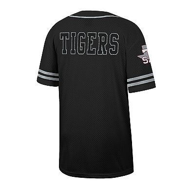 Men's Colosseum Black Texas Southern Tigers Free Spirited Mesh Button-Up Baseball Jersey