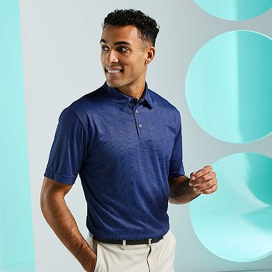 Men's Grand Slam Printed Plaid Golf Polo Shirt