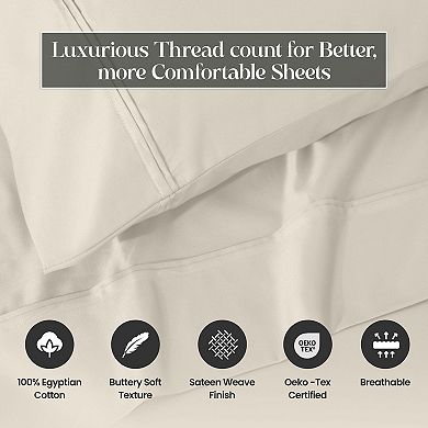 SUPERIOR Egyptian Cotton 1200 Thread Count Solid 4-pc. Deep Pocket Sheet Set