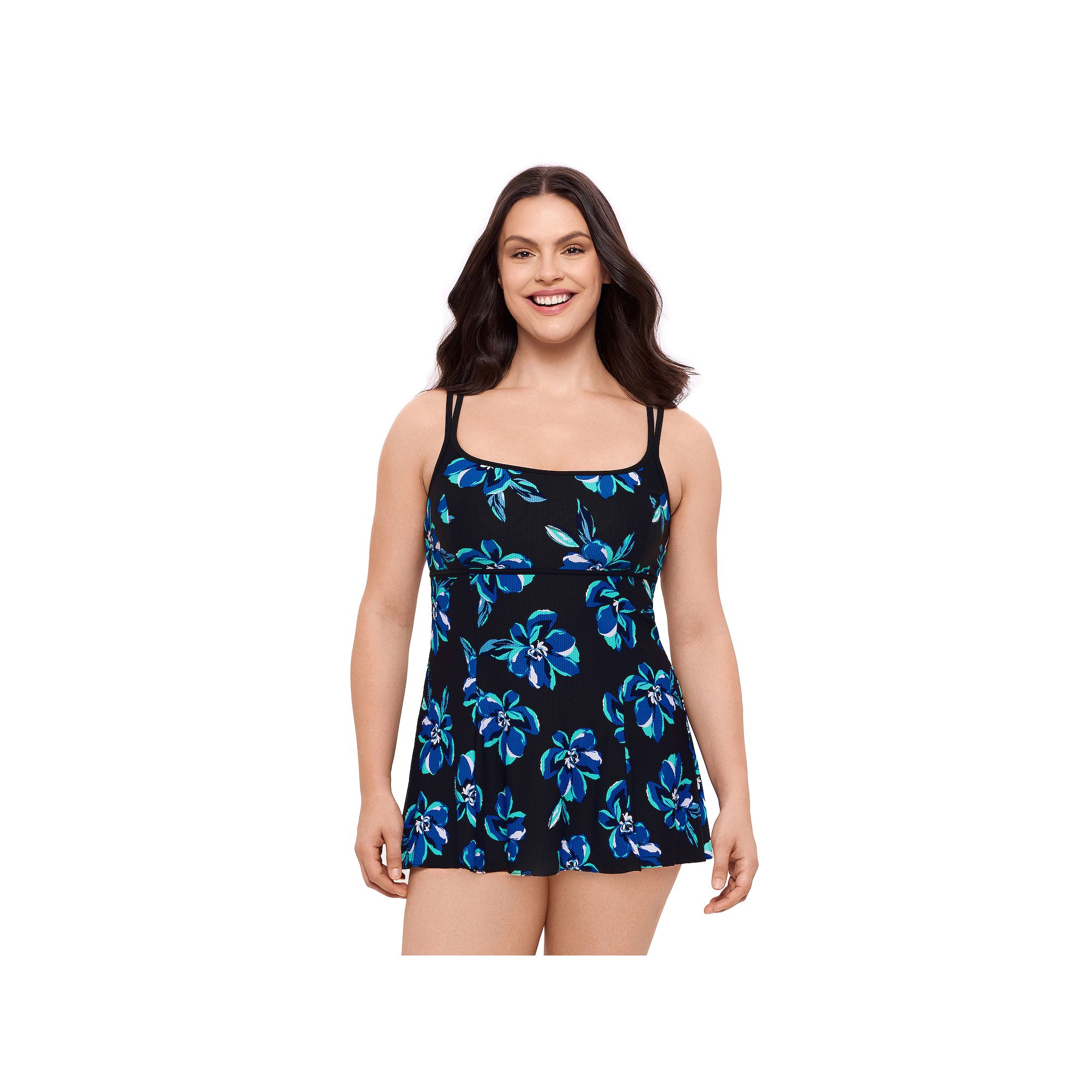 Womens Great Lengths Flower Picker Empire Princess Seam Swim Dress, Size: 