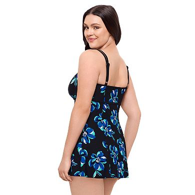 Women's Great Lengths Flower Pique Fabric Empire Seam Swim Dress