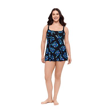 Women's Great Lengths Flower Pique Fabric Empire Seam Swim Dress