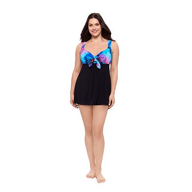 Women's Great Lengths Paint Trip Tie Front Swimdress One-Piece Swimsuit
