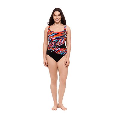 Women's Great Lengths Imperial Wave Wrap Sash Tank One-Piece Swimsuit