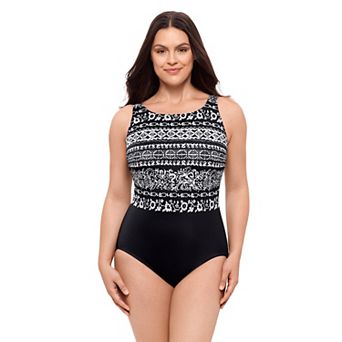 Women's Great Lengths Fleur De Noire Scoopback Highneck One-Piece Swimsuit
