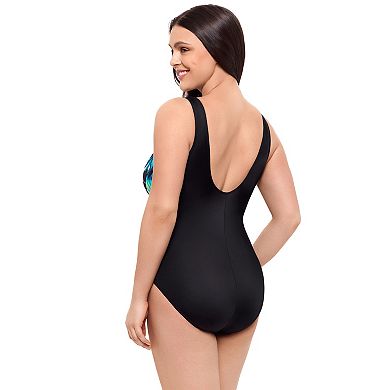 Women's Great Lengths Venetian Floral Piped Surplice One-Piece Swimsuit