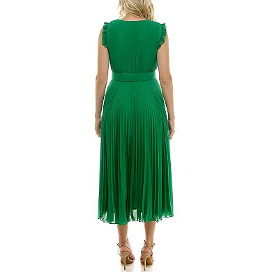 Women's Taylor Belted Pleated Chiffon Midi Dress