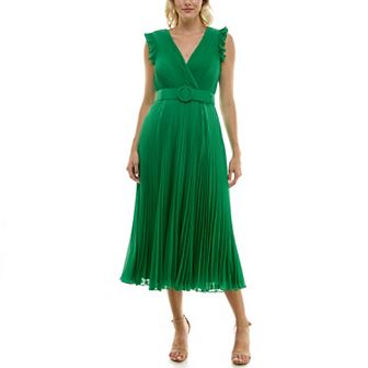 Women's Taylor Belted Pleated Chiffon Midi Dress